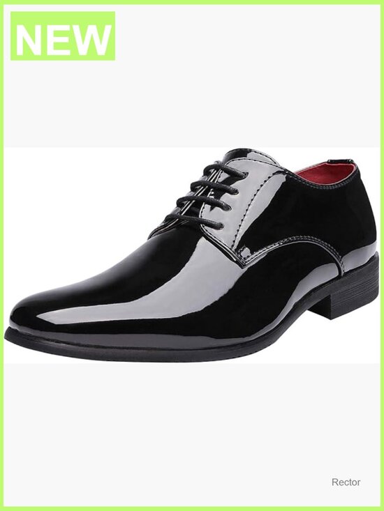 Men\'s Faux Patent Leather Tuxedo Dress Shoes Classic Lace-up Formal Oxford main image 2